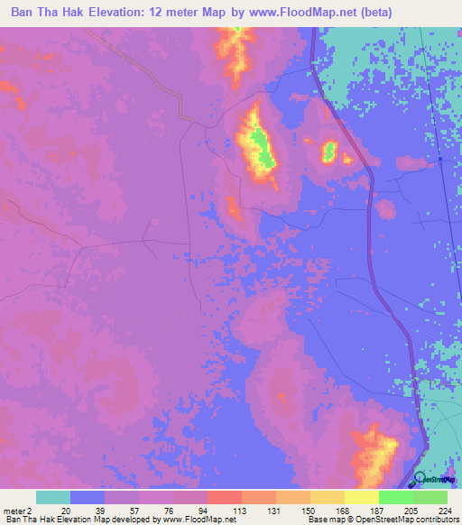 Ban Tha Hak,Thailand Elevation Map