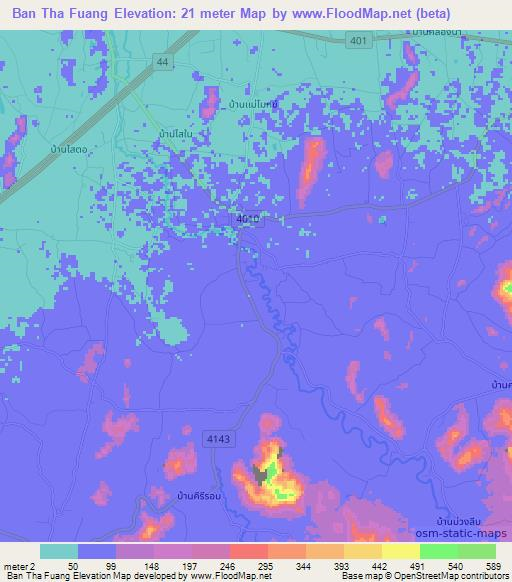 Ban Tha Fuang,Thailand Elevation Map