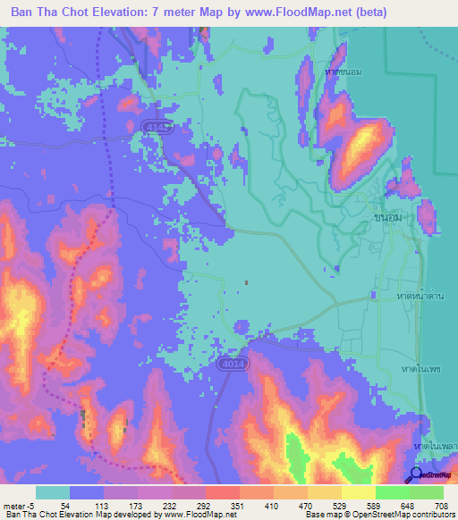 Ban Tha Chot,Thailand Elevation Map