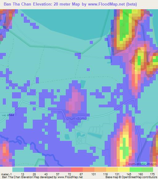 Ban Tha Chan,Thailand Elevation Map