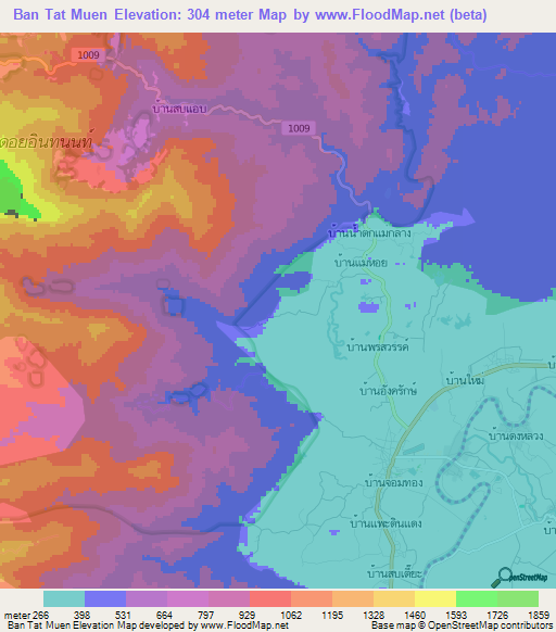 Ban Tat Muen,Thailand Elevation Map