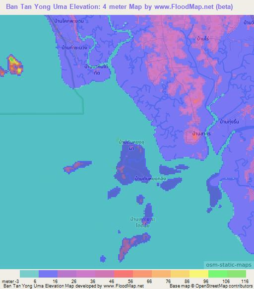 Ban Tan Yong Uma,Thailand Elevation Map