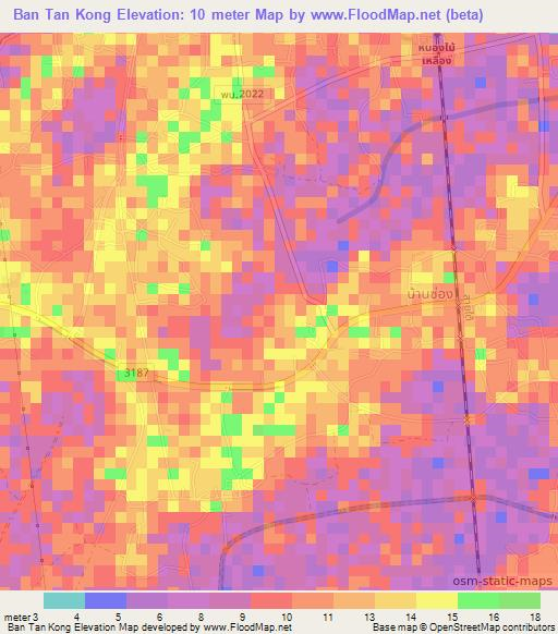 Ban Tan Kong,Thailand Elevation Map