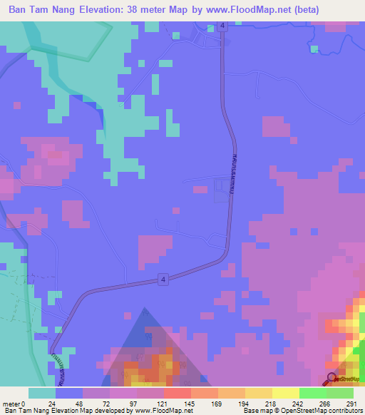 Ban Tam Nang,Thailand Elevation Map