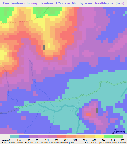 Ban Tambon Chalong,Thailand Elevation Map