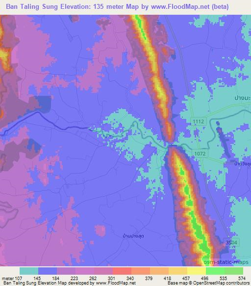 Ban Taling Sung,Thailand Elevation Map
