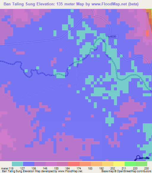 Ban Taling Sung,Thailand Elevation Map