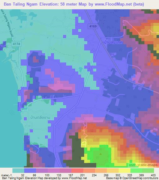 Ban Taling Ngam,Thailand Elevation Map