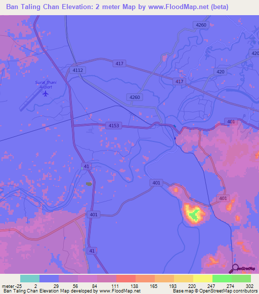 Ban Taling Chan,Thailand Elevation Map