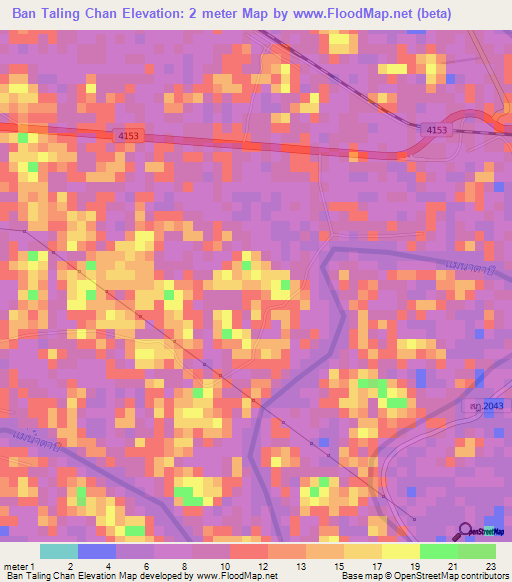 Ban Taling Chan,Thailand Elevation Map
