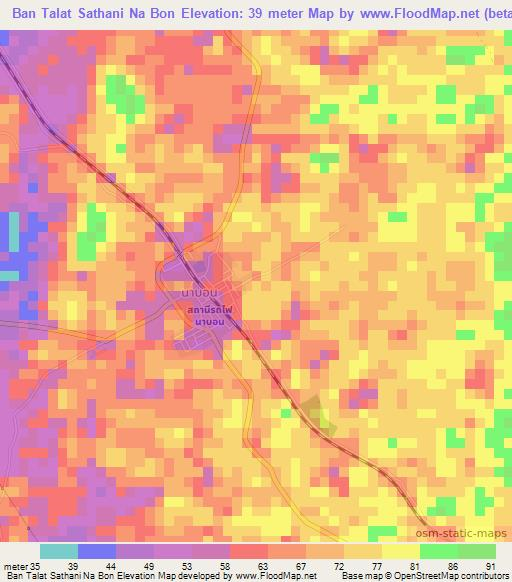 Ban Talat Sathani Na Bon,Thailand Elevation Map