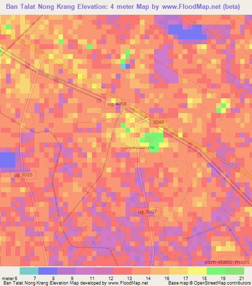 Ban Talat Nong Krang,Thailand Elevation Map