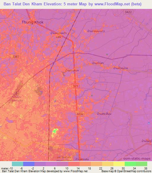 Ban Talat Den Kham,Thailand Elevation Map