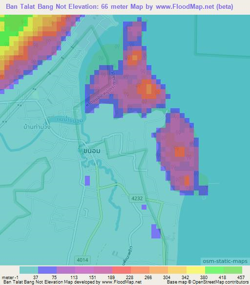 Ban Talat Bang Not,Thailand Elevation Map