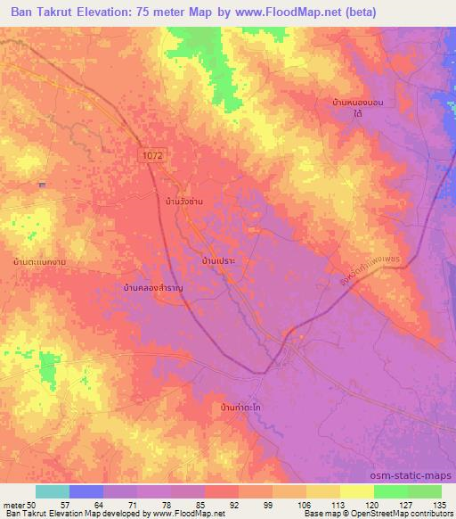 Ban Takrut,Thailand Elevation Map