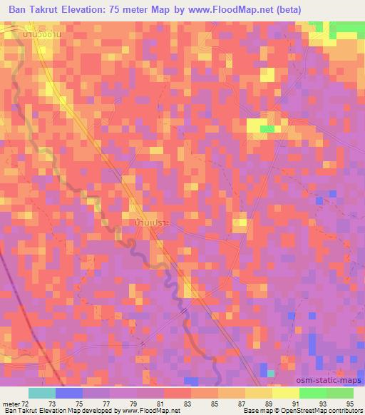 Ban Takrut,Thailand Elevation Map