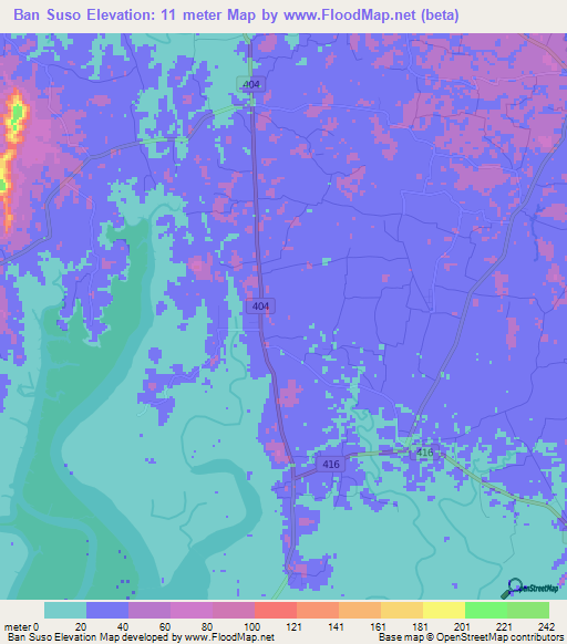 Ban Suso,Thailand Elevation Map