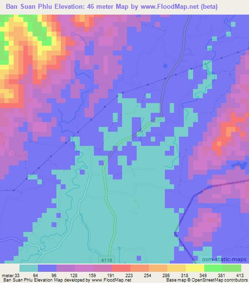 Ban Suan Phlu,Thailand Elevation Map