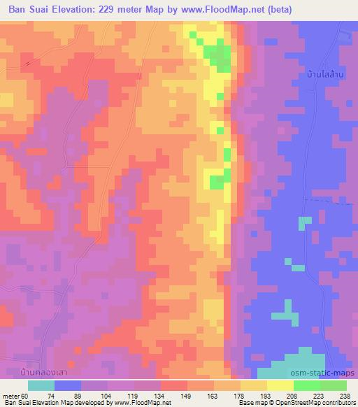 Ban Suai,Thailand Elevation Map