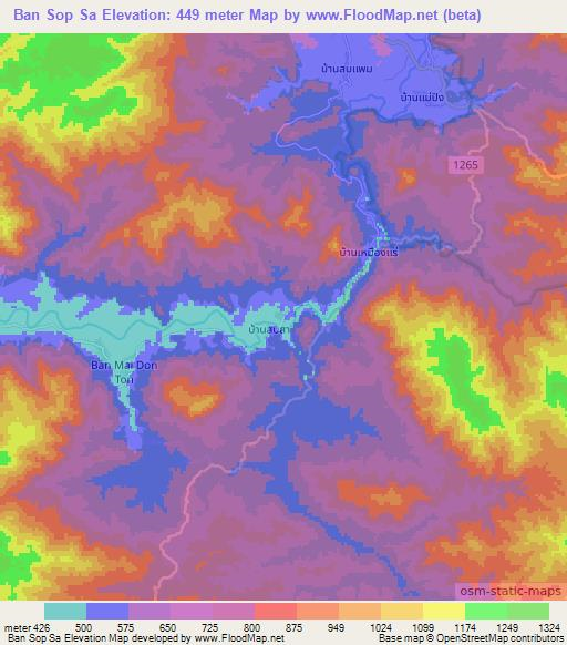 Ban Sop Sa,Thailand Elevation Map