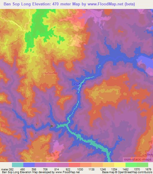 Ban Sop Long,Thailand Elevation Map