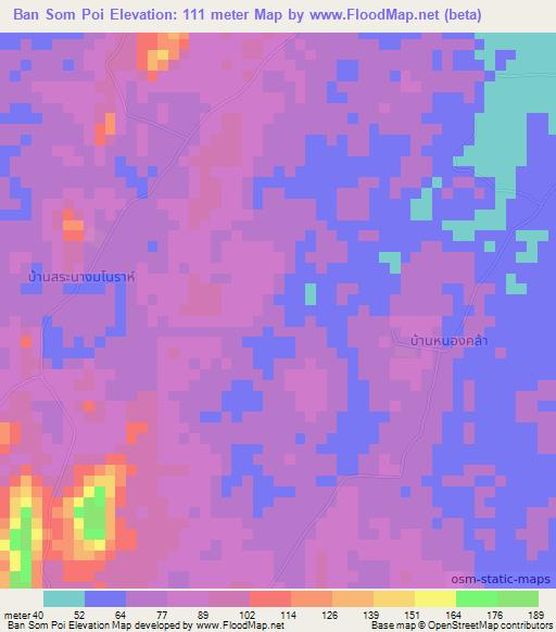 Ban Som Poi,Thailand Elevation Map