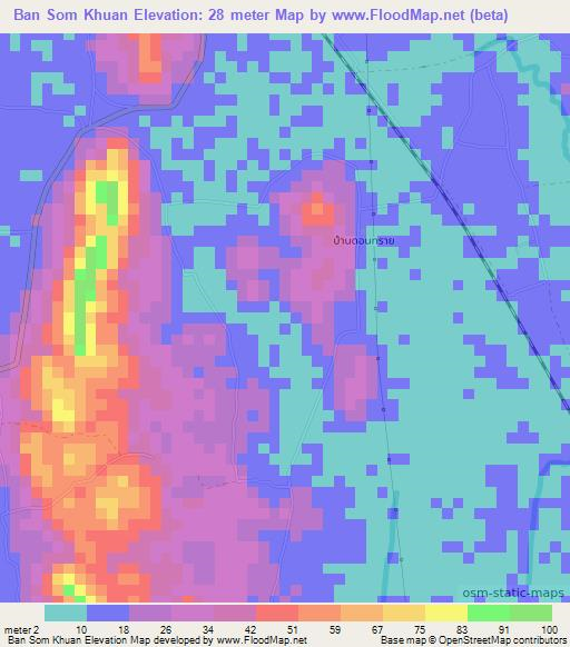 Ban Som Khuan,Thailand Elevation Map