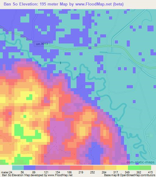 Ban So,Thailand Elevation Map