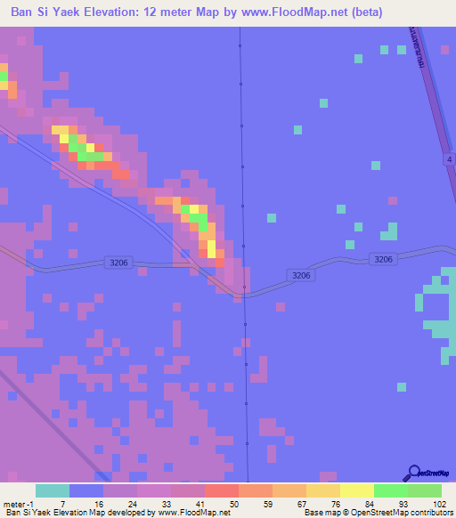 Ban Si Yaek,Thailand Elevation Map