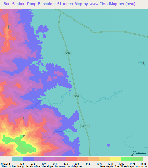 Ban Saphan Rang,Thailand Elevation Map