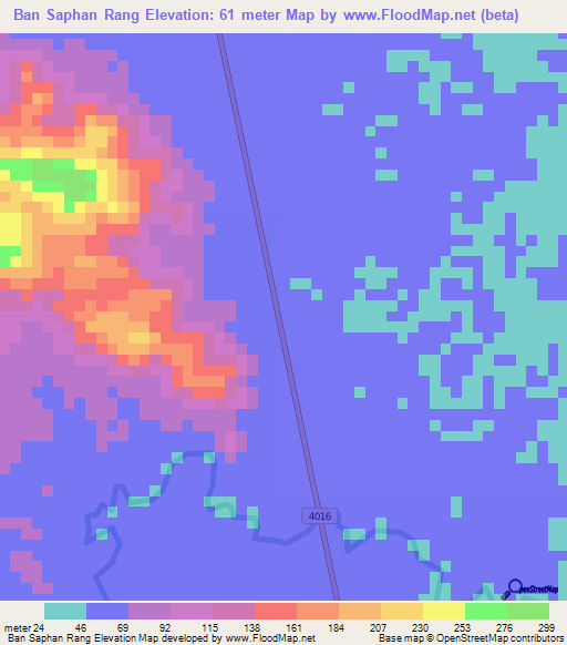 Ban Saphan Rang,Thailand Elevation Map