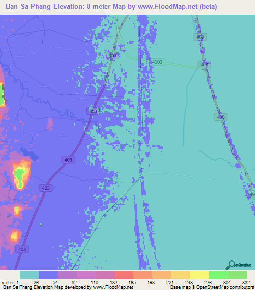 Ban Sa Phang,Thailand Elevation Map