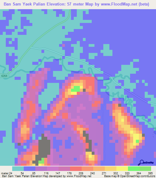 Ban Sam Yaek Palian,Thailand Elevation Map