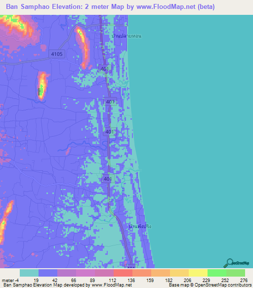 Ban Samphao,Thailand Elevation Map
