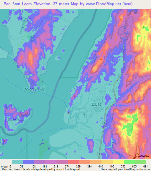Ban Sam Laem,Thailand Elevation Map