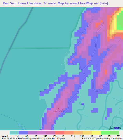 Ban Sam Laem,Thailand Elevation Map