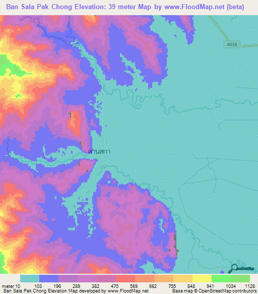 Ban Sala Pak Chong,Thailand Elevation Map