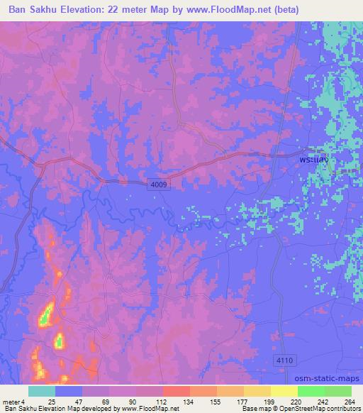 Ban Sakhu,Thailand Elevation Map