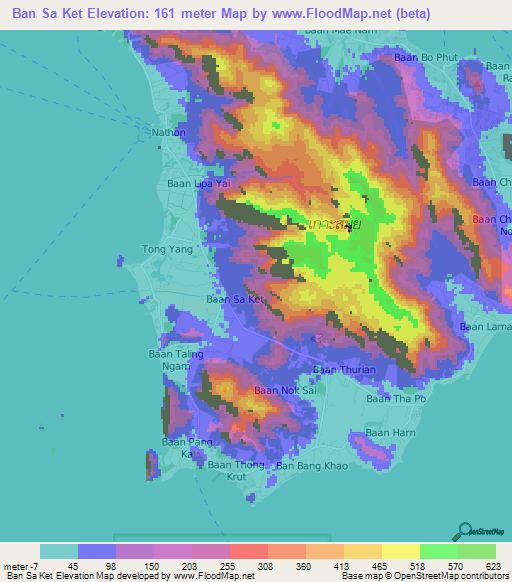 Ban Sa Ket,Thailand Elevation Map