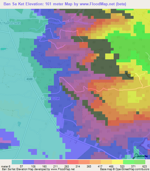 Ban Sa Ket,Thailand Elevation Map