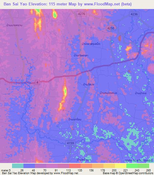 Ban Sai Yao,Thailand Elevation Map