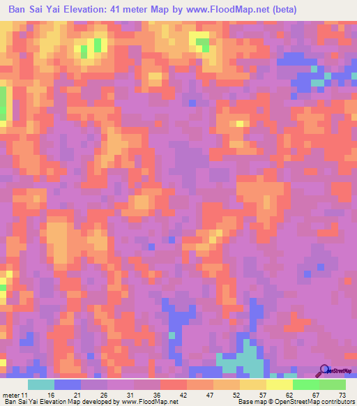 Ban Sai Yai,Thailand Elevation Map