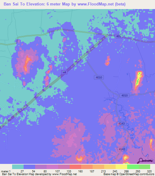 Ban Sai To,Thailand Elevation Map