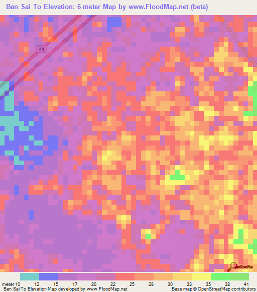 Ban Sai To,Thailand Elevation Map