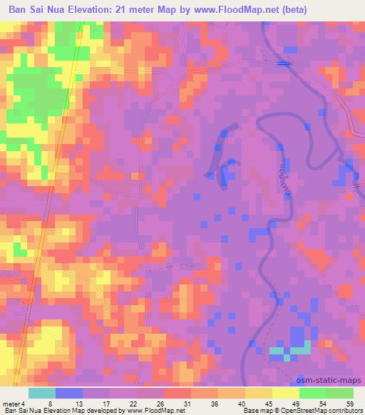 Ban Sai Nua,Thailand Elevation Map