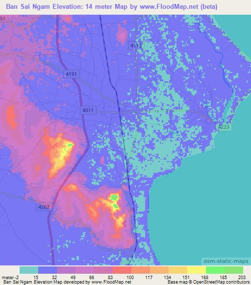 Ban Sai Ngam,Thailand Elevation Map