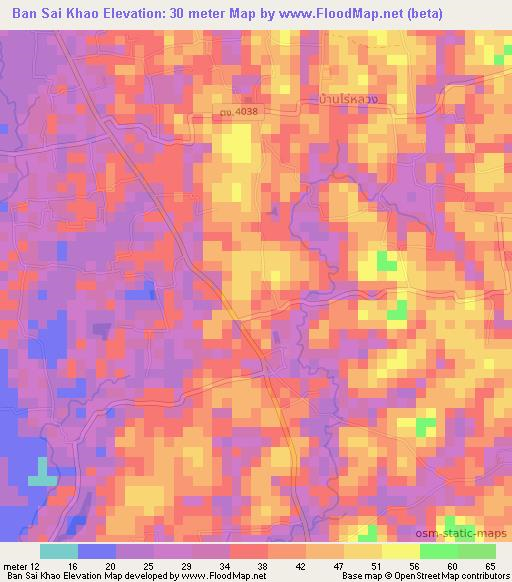 Ban Sai Khao,Thailand Elevation Map