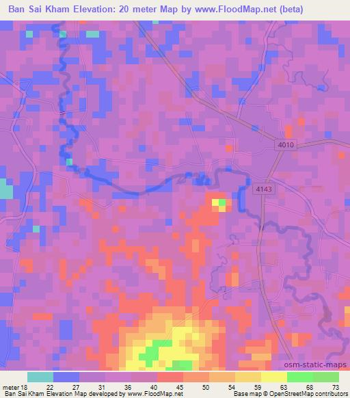 Ban Sai Kham,Thailand Elevation Map
