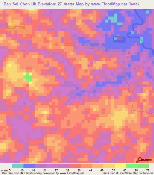 Ban Sai Chon Uk,Thailand Elevation Map