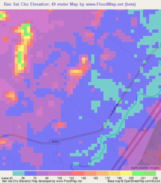 Ban Sai Cho,Thailand Elevation Map